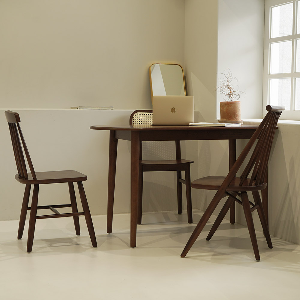 자야캠핑 1+1 코콜라 1920 고무나무 원목 월넛 식탁 의자