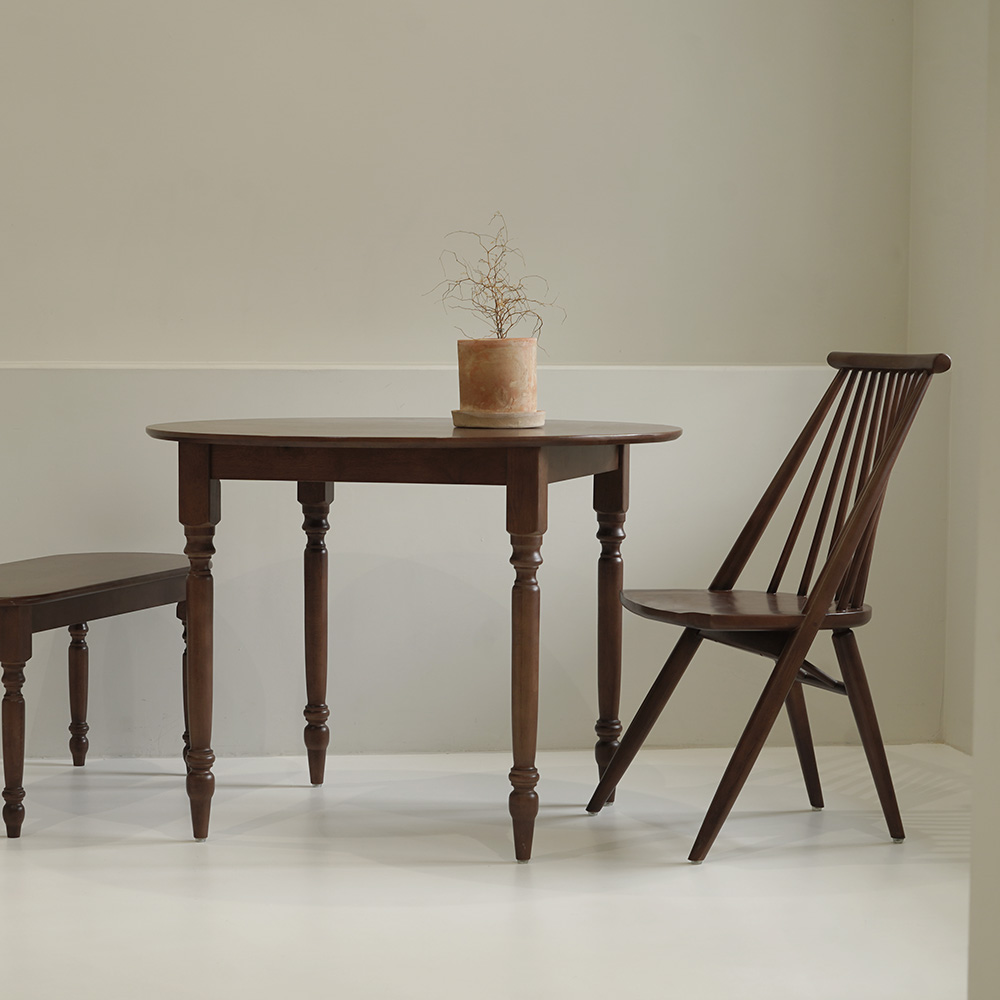 자야캠핑 1+1 코콜라 1920 고무나무 원목 월넛 식탁 의자