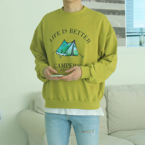 남자맨투맨 남자긴팔티 나염 쭈리 커플맨투맨 착용 후기 | 사이즈/핏 총정리 - 상품 이미지 3
