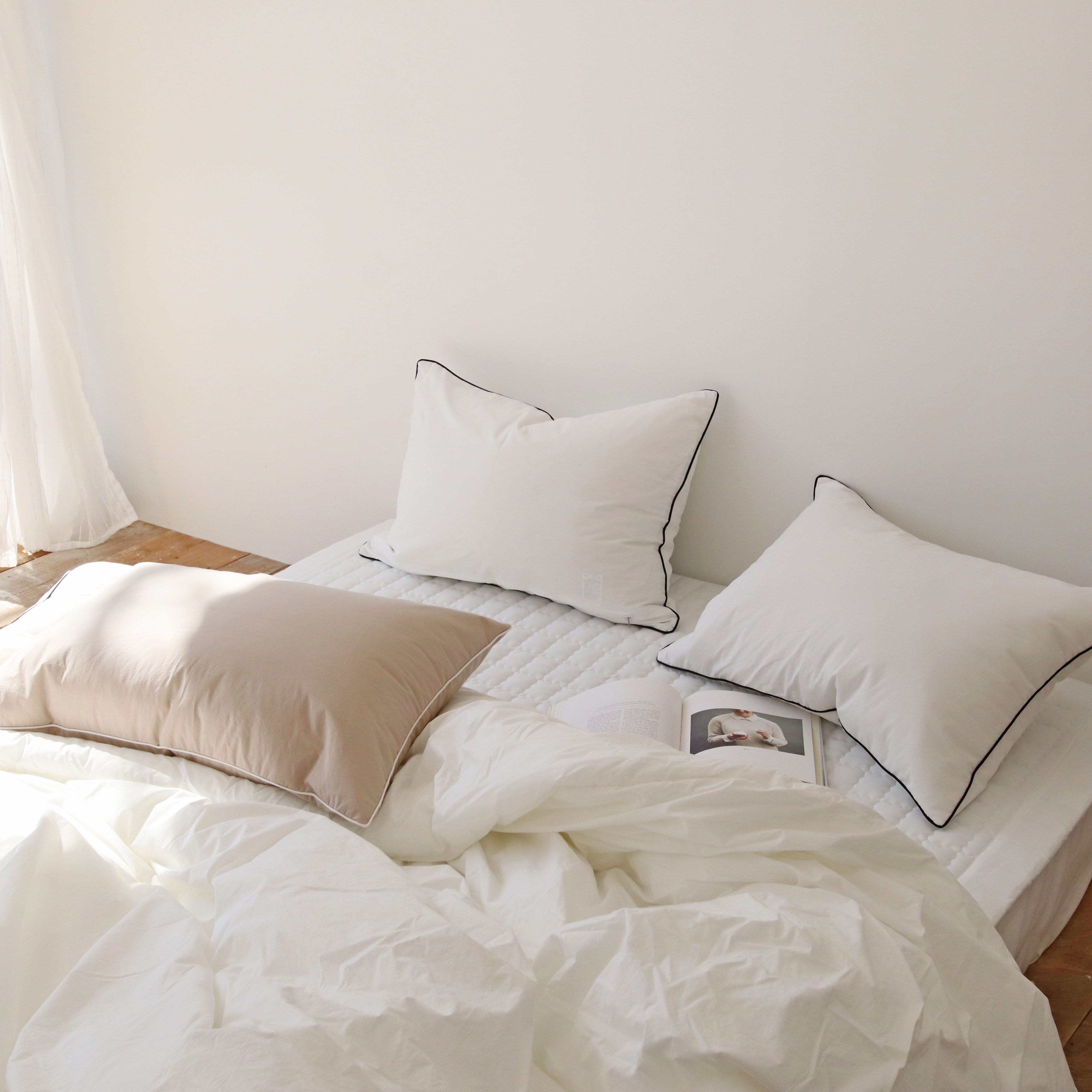 사각사각 파이핑 고밀도 먼지 없는 바이오워싱 호텔 침구 신혼 사계절 차렵이불 S/SS