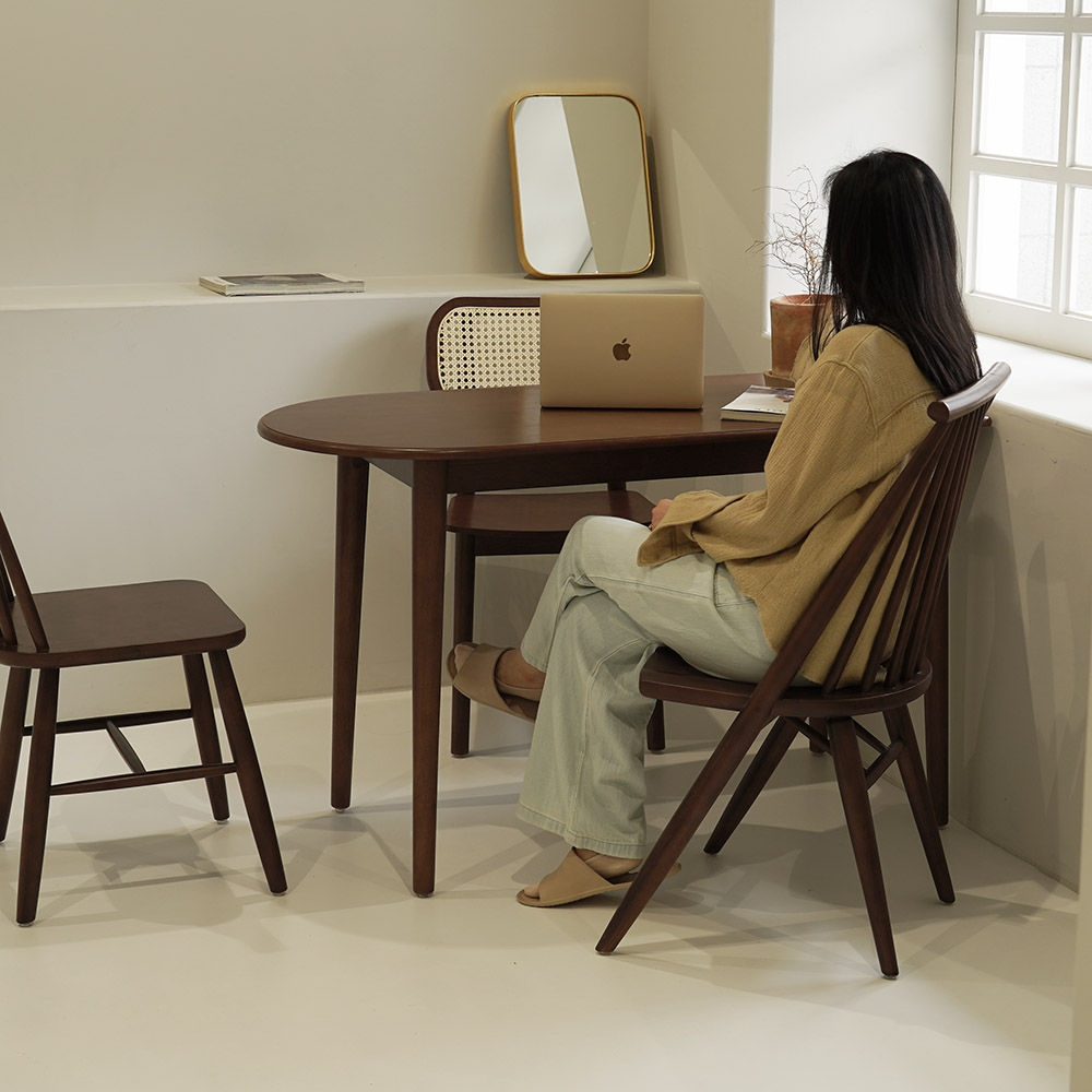 자야캠핑 1+1 코콜라 1920 고무나무 원목 월넛 식탁 의자