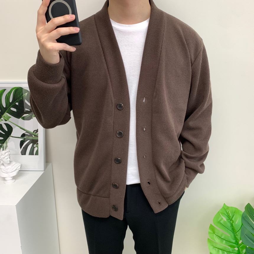 남자 가디건 가을 겨울 남성 니트 카디건 루즈핏 아우터 이미지 3
