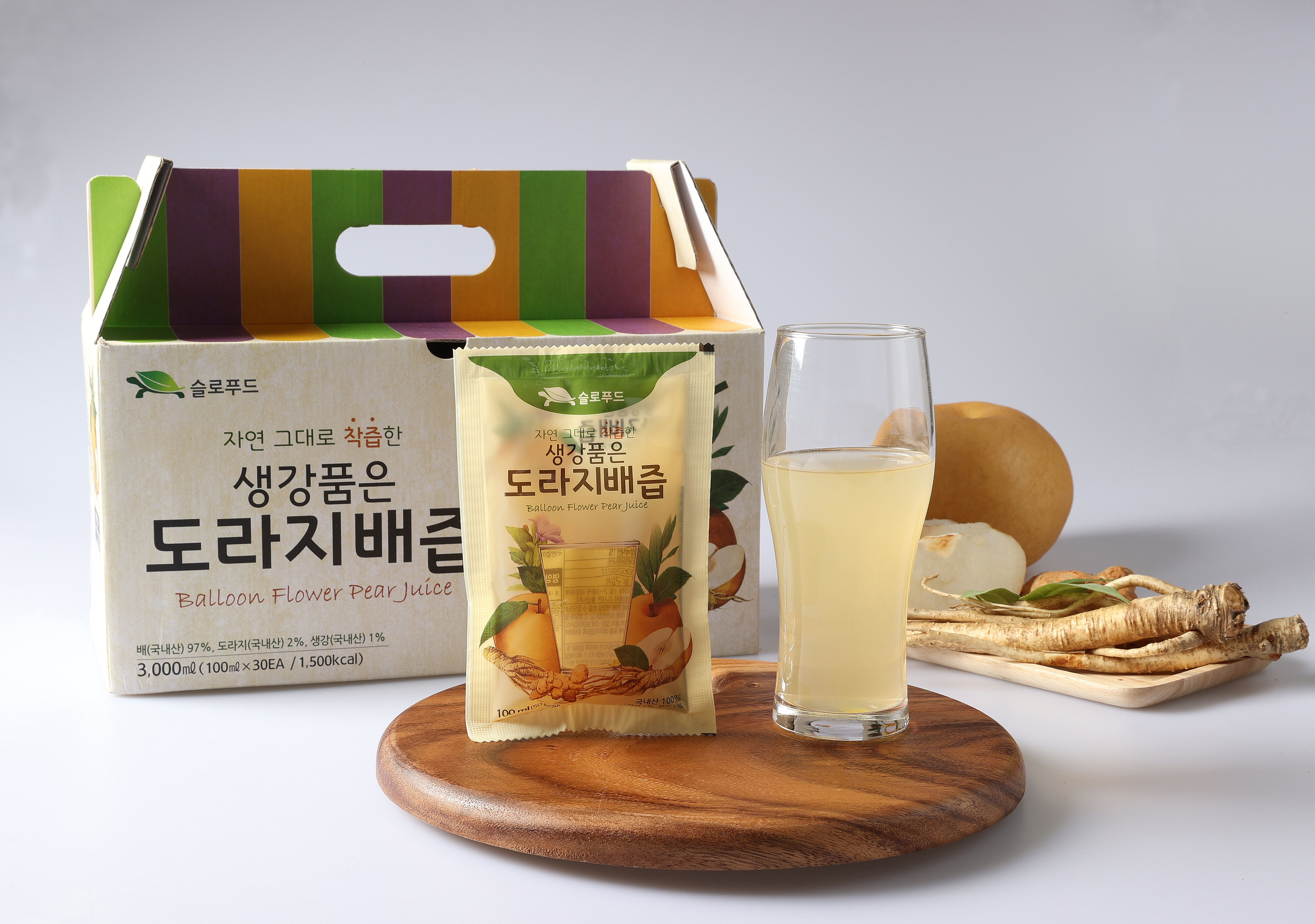 [슬로푸드] 자연그대로 착즙한 생강품은 도라지 배즙 NFC착즙 배즙 100ml, 120개 제품 이미지