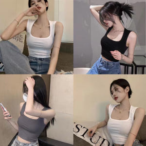 캡나시 크롭티 배꼽티 크롭 세미 탑 언더붑 스퀘어넥 슬리브리스 착용 후기 | 사이즈/핏 총정리 - 상품 이미지 2