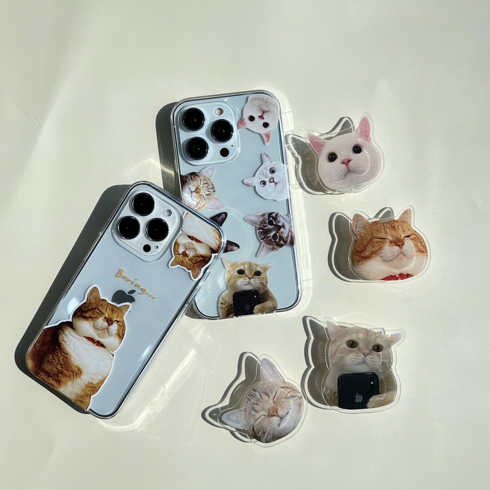 반려묘 고양이 투명 그립 톡홀더 아이폰13 프로 케이스 이미지 7