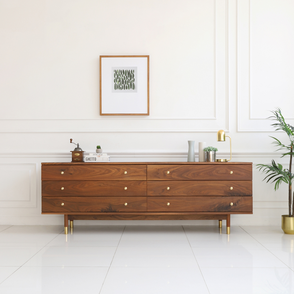 와일드 월넛 솔리드 원목 서랍 높은 거실장 2000 TV 다이 선반 CL123