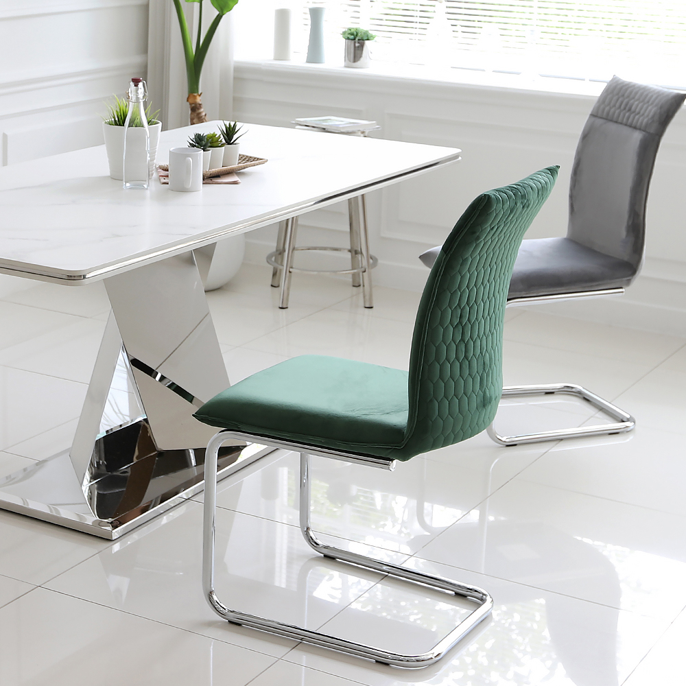 베스타 벨벳 패브릭 캔틸레버 식탁 카페 의자 인테리어 라운지 체어 CL424