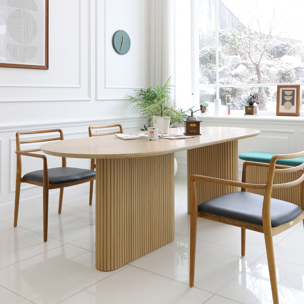 펌즈 8인용 오크 템바보드 식탁 테이블 2200 CL434