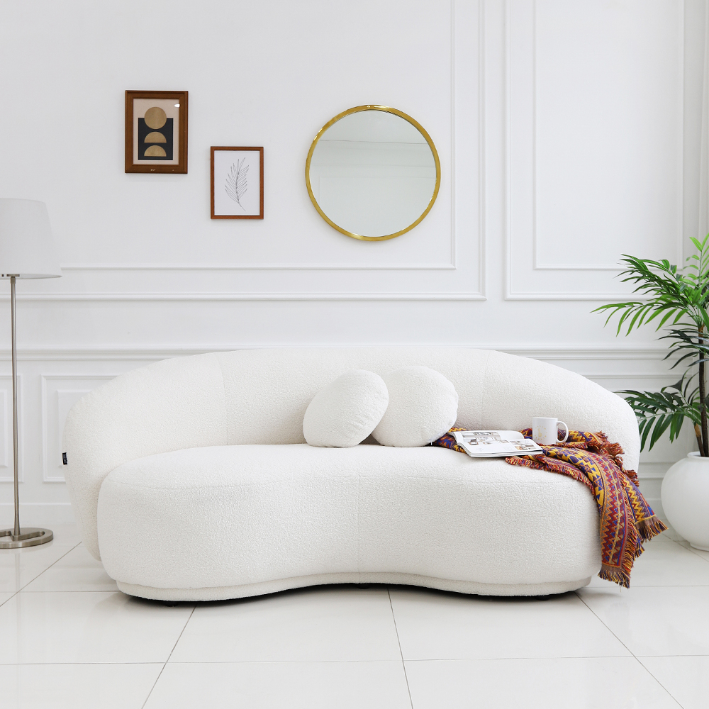 [색상주문제작] 쿠잉 3인용 조약돌 구름 부클레 패브릭 카페 인테리어 소파 CL432