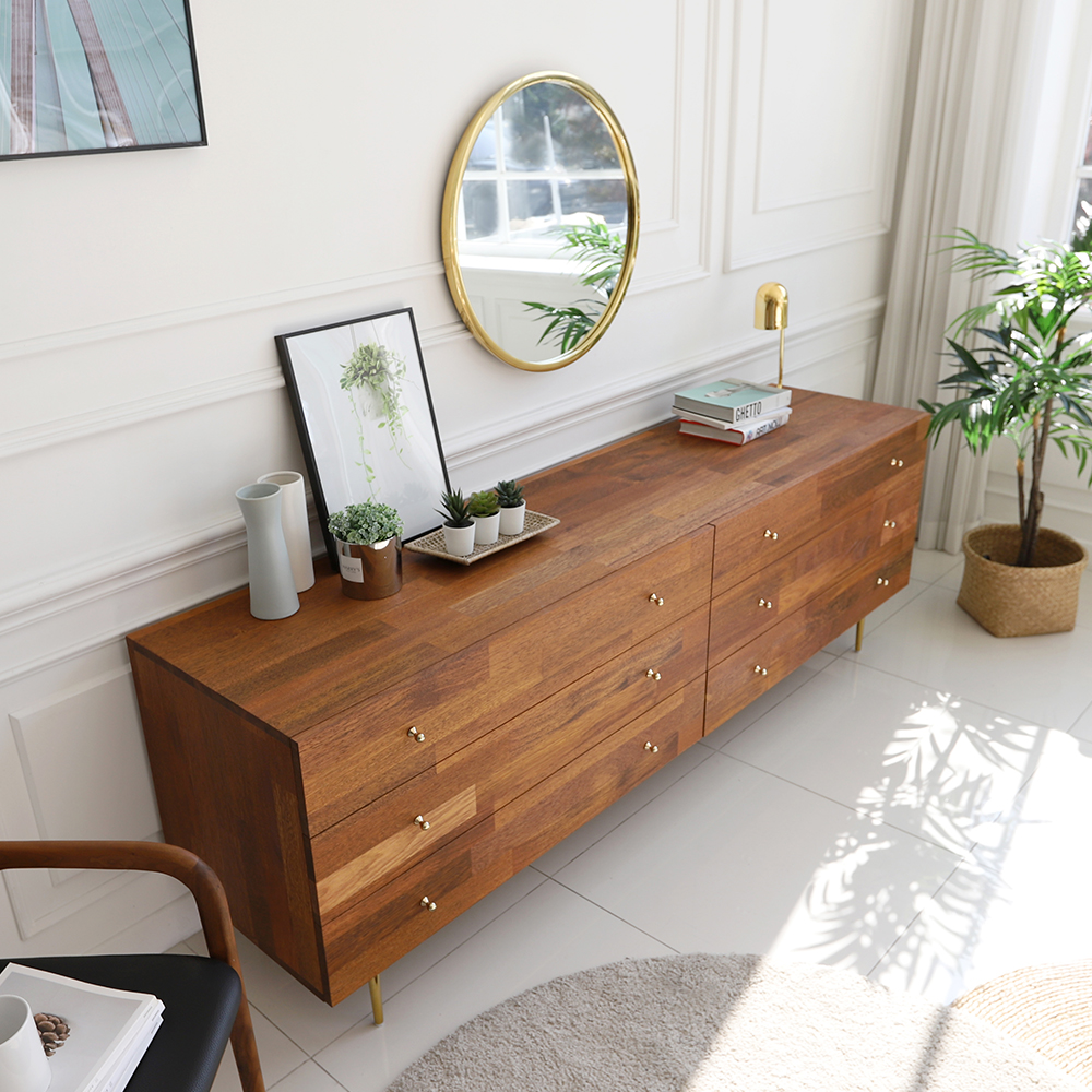 에단 멀바우 원목 서랍 높은 거실장 2000 TV 다이 선반 CL162