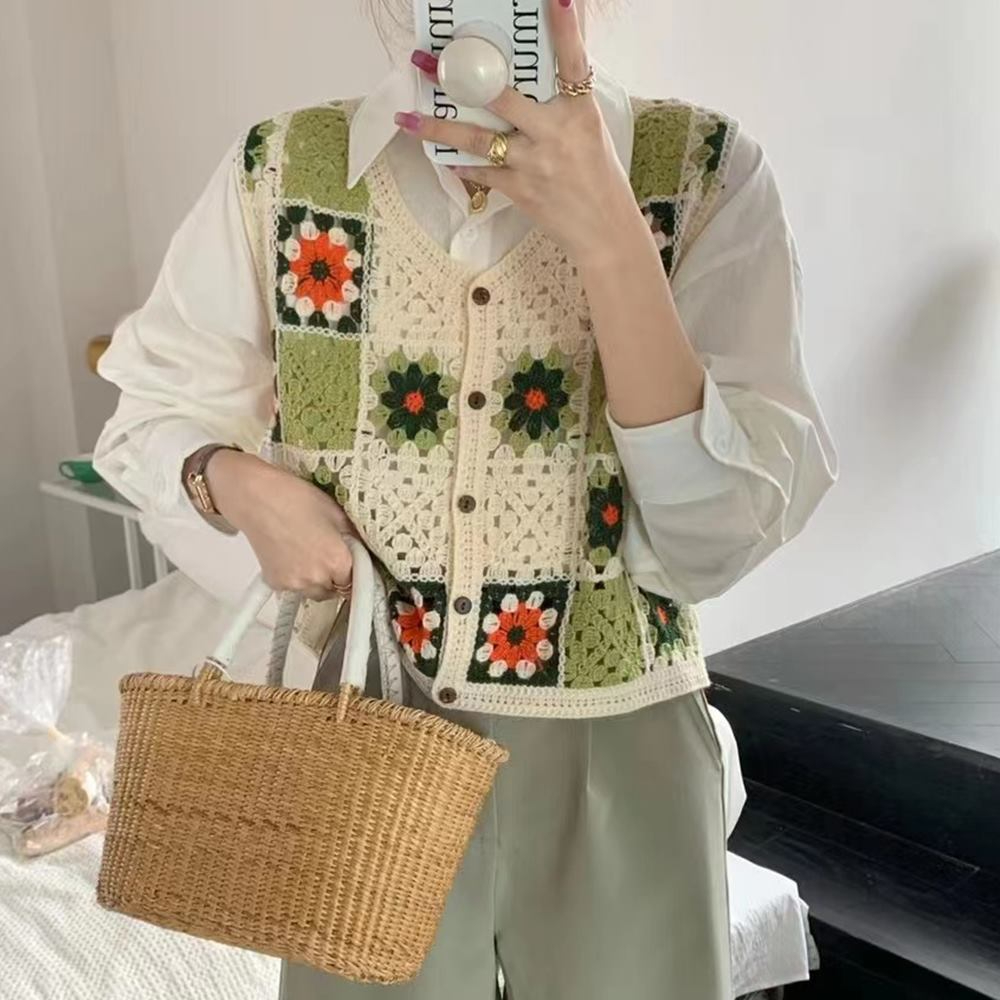 뜨개 베스트 뜨게 조끼 펀칭  자수 니트 모티브