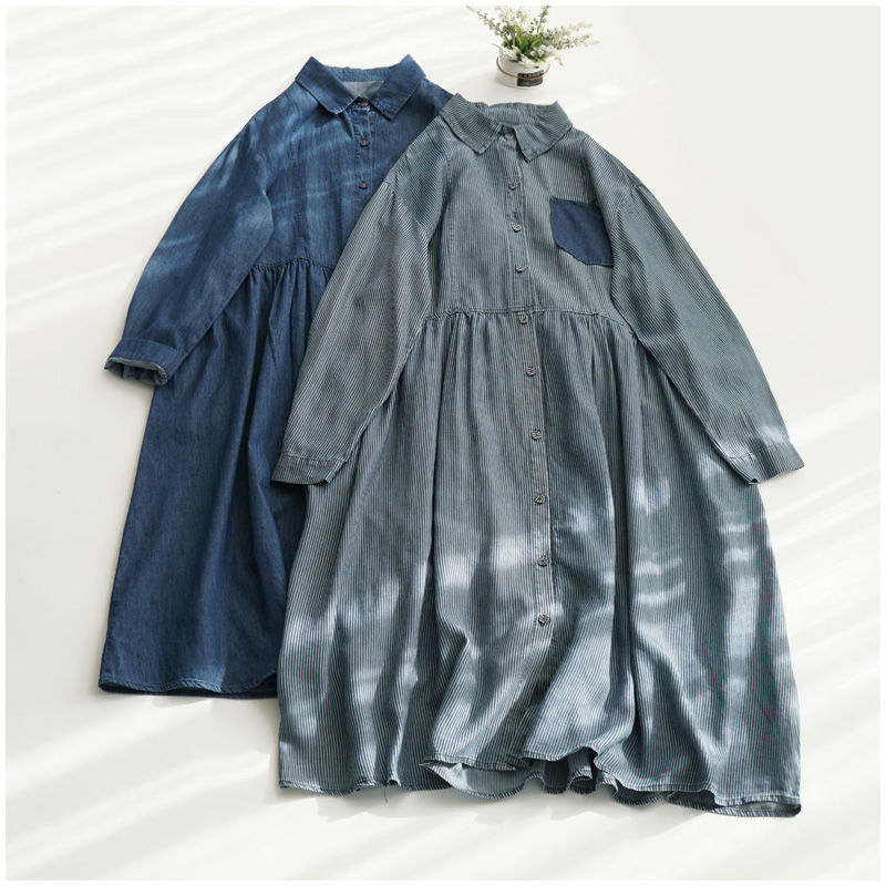 플레어 빅사이즈데님원피스 루즈핏 미시옷 여성의류