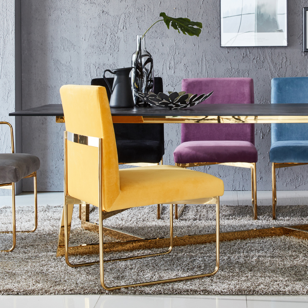마이티 벨벳 패브릭 골드 식탁 카페 의자 인테리어 라운지 체어 CL279