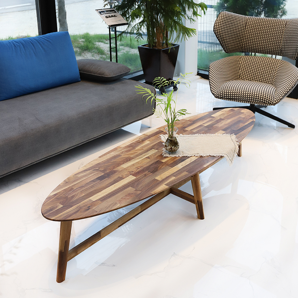 찰리 월넛 원목 타원형 인테리어 거실 소파 테이블 1800 CL306