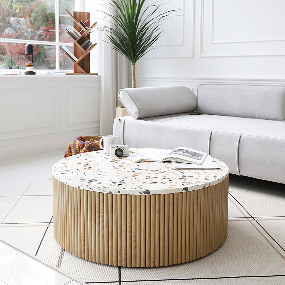 라리타 포세린 세라믹 템바보드 원형 인테리어 거실 소파 테이블 900 CL427