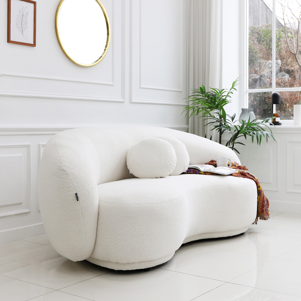 [색상주문제작] 쿠잉 3인용 조약돌 구름 부클레 패브릭 카페 인테리어 소파 CL432