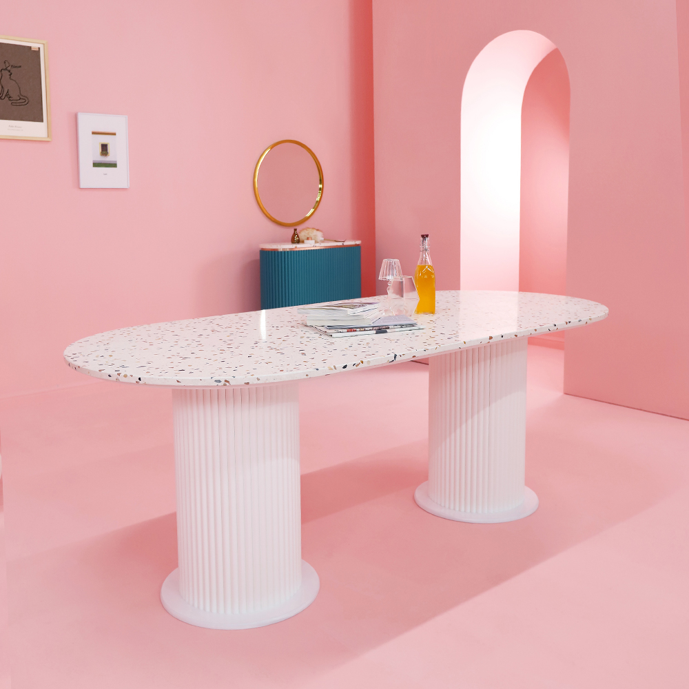 베인스 6인 8인용 테라조 템바보드 식탁 테이블 2000 CL411