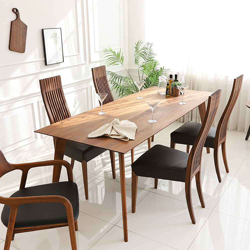 브랜든 8인용 대형 월넛 솔리드 원목 식탁 테이블 2000 CL194