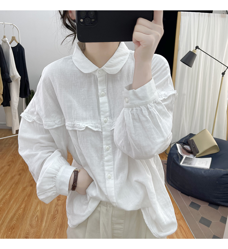 하마마스 아사면 프릴루즈핏블라우스 미시옷 여성의류 - 메인 이미지