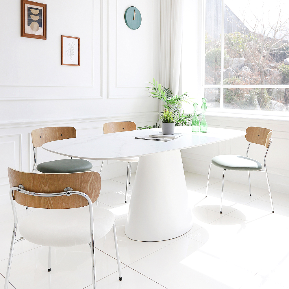 제이콥 6인용 타원형 포세린 세라믹 식탁 테이블 1800 CL444