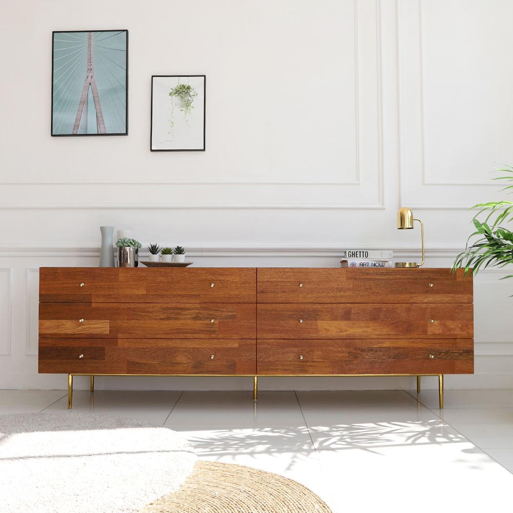 에단 멀바우 원목 서랍 높은 거실장 2000 TV 다이 선반 CL162