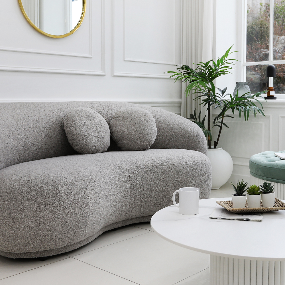 [색상주문제작] 쿠잉 3인용 조약돌 구름 부클레 패브릭 카페 인테리어 소파 CL432