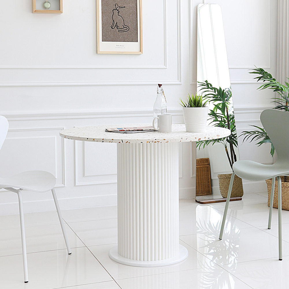 오델리 4인용 세라믹 원형 템바보드 식탁 테이블 900 CL413