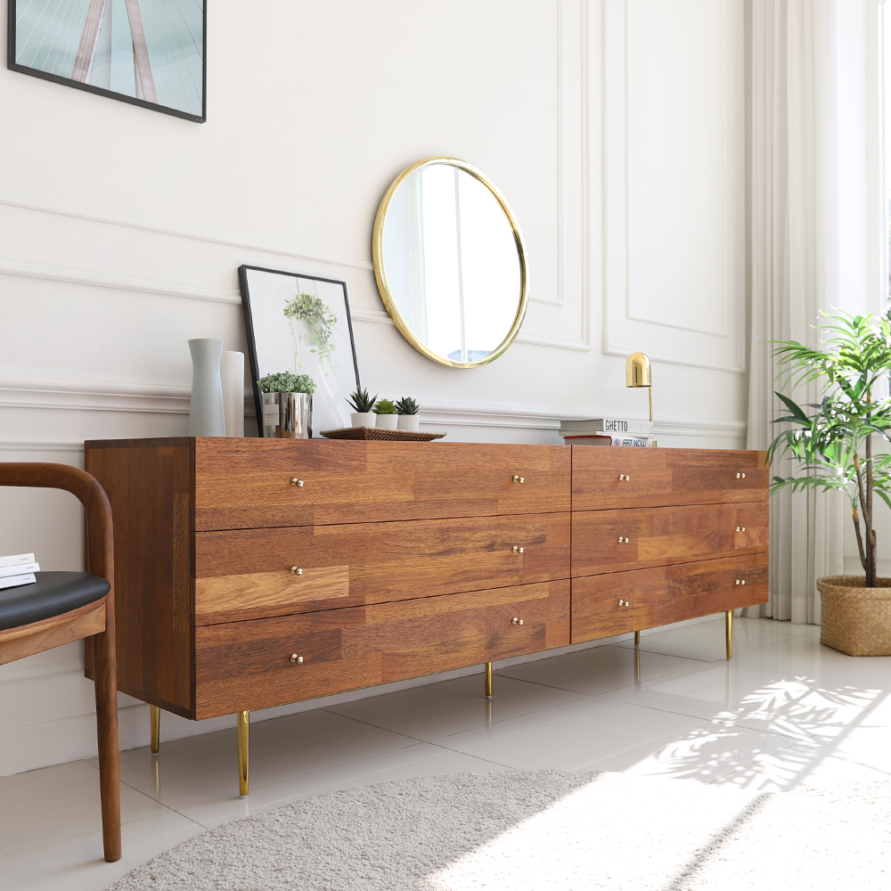 에단 멀바우 원목 서랍 높은 거실장 2000 TV 다이 선반 CL162