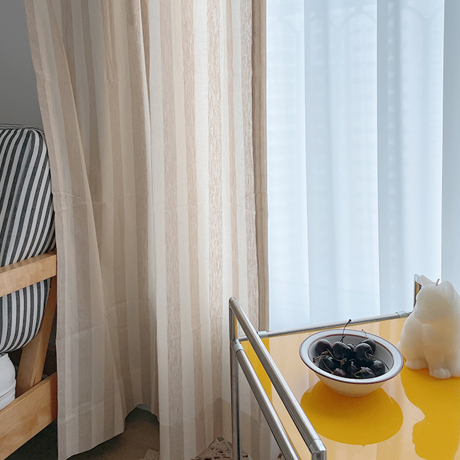 린넨 내츄럴 스트라이프 커튼 가로130세로150