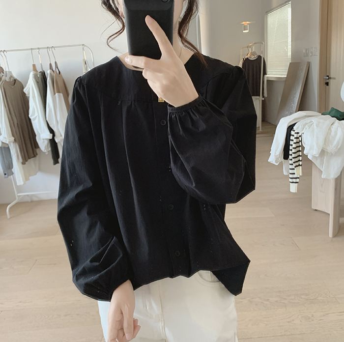 하마마스 순면 퍼프소매블라우스 루즈핏 미시옷 여성의류 - 상세 이미지 2