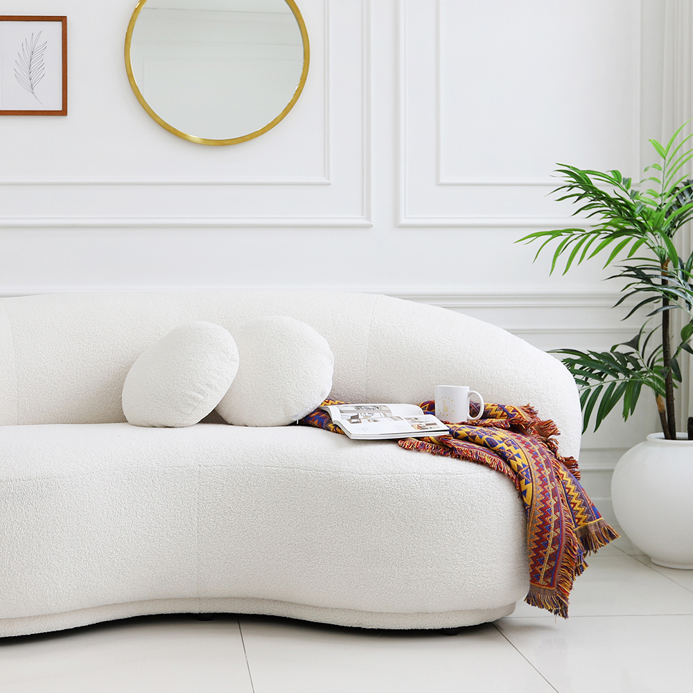 [색상주문제작] 쿠잉 3인용 조약돌 구름 부클레 패브릭 카페 인테리어 소파 CL432