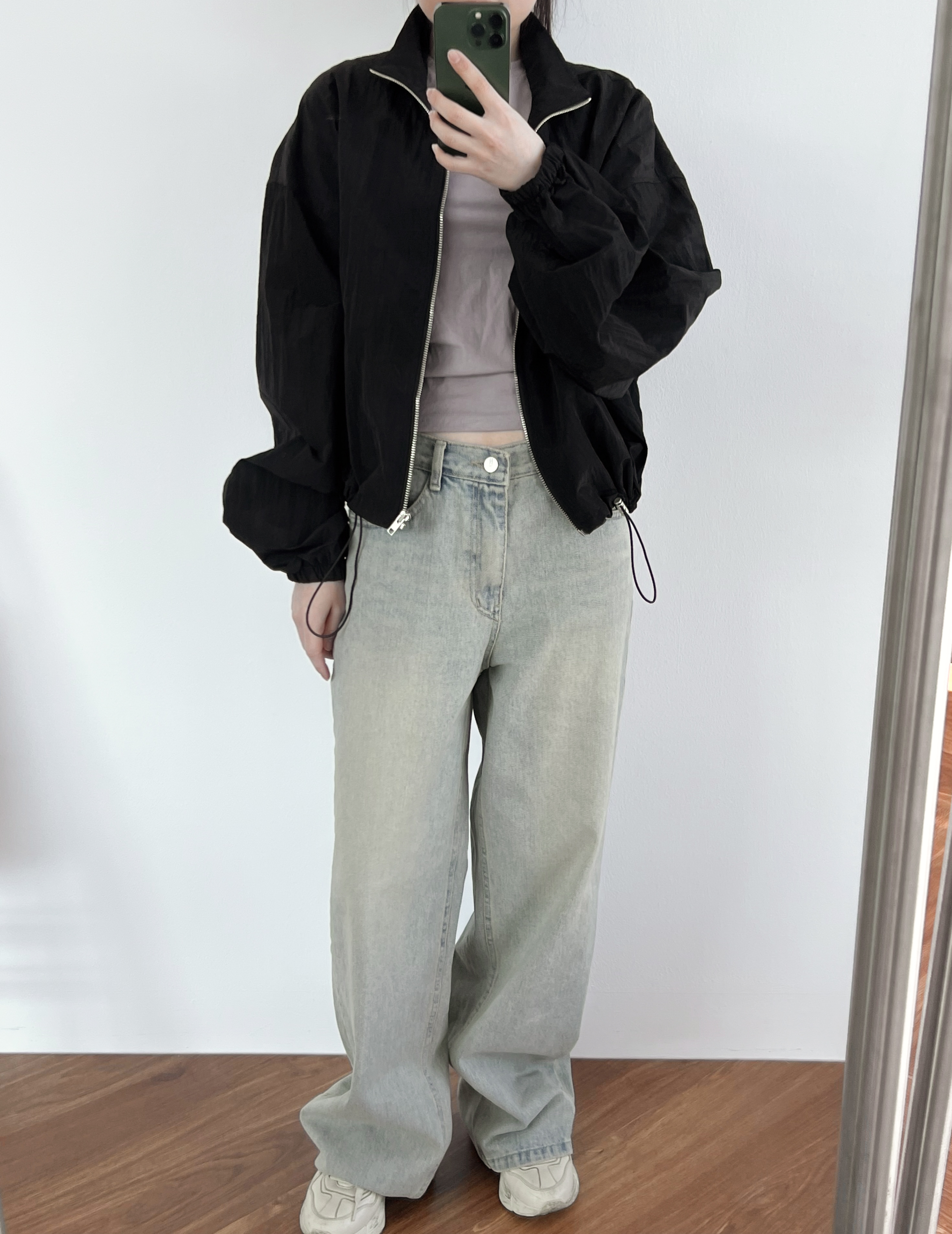 로우라이즈 빈티지 워싱데님 와이드 여성 연청바지 이미지 3