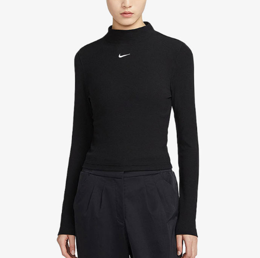 나이키 여성 스포츠웨어 에센셜 골지 모크넥 긴팔 탑 D5 DV7881-010