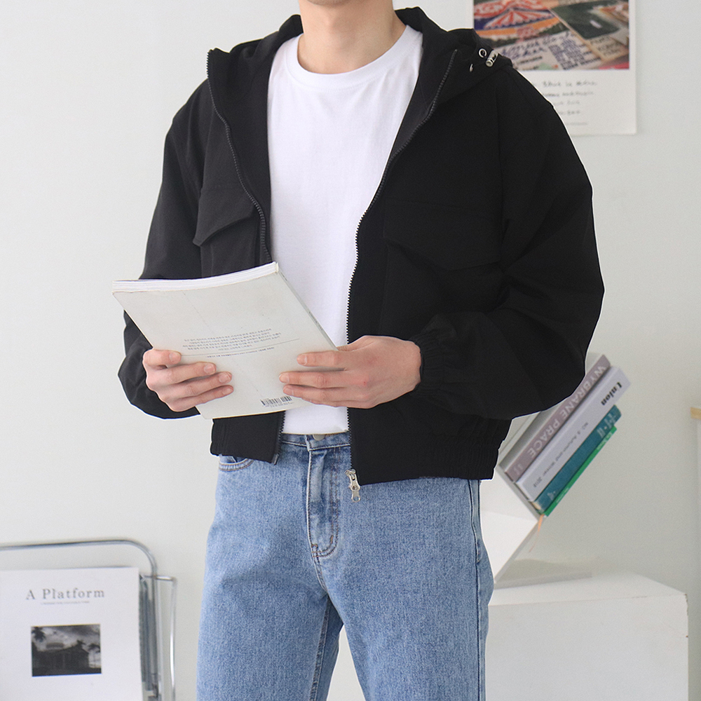 남자자켓 커플후드집업 트러커 숏자켓 남자바람막이 이미지 2