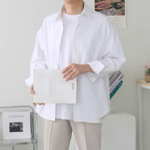 남자셔츠 벌룬핏 와이드카라 남성남방 남자오버핏셔츠 착용 후기 | 사이즈/핏 총정리 - 상품 이미지 3