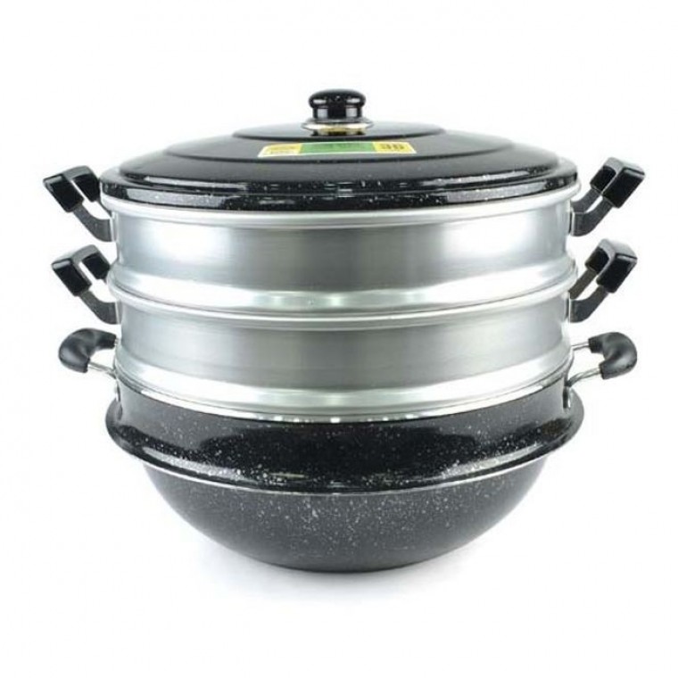 찜솥 찜냄비 찜통 찜기 가마솥 만두 찜판 3단 33cm - 상품 이미지