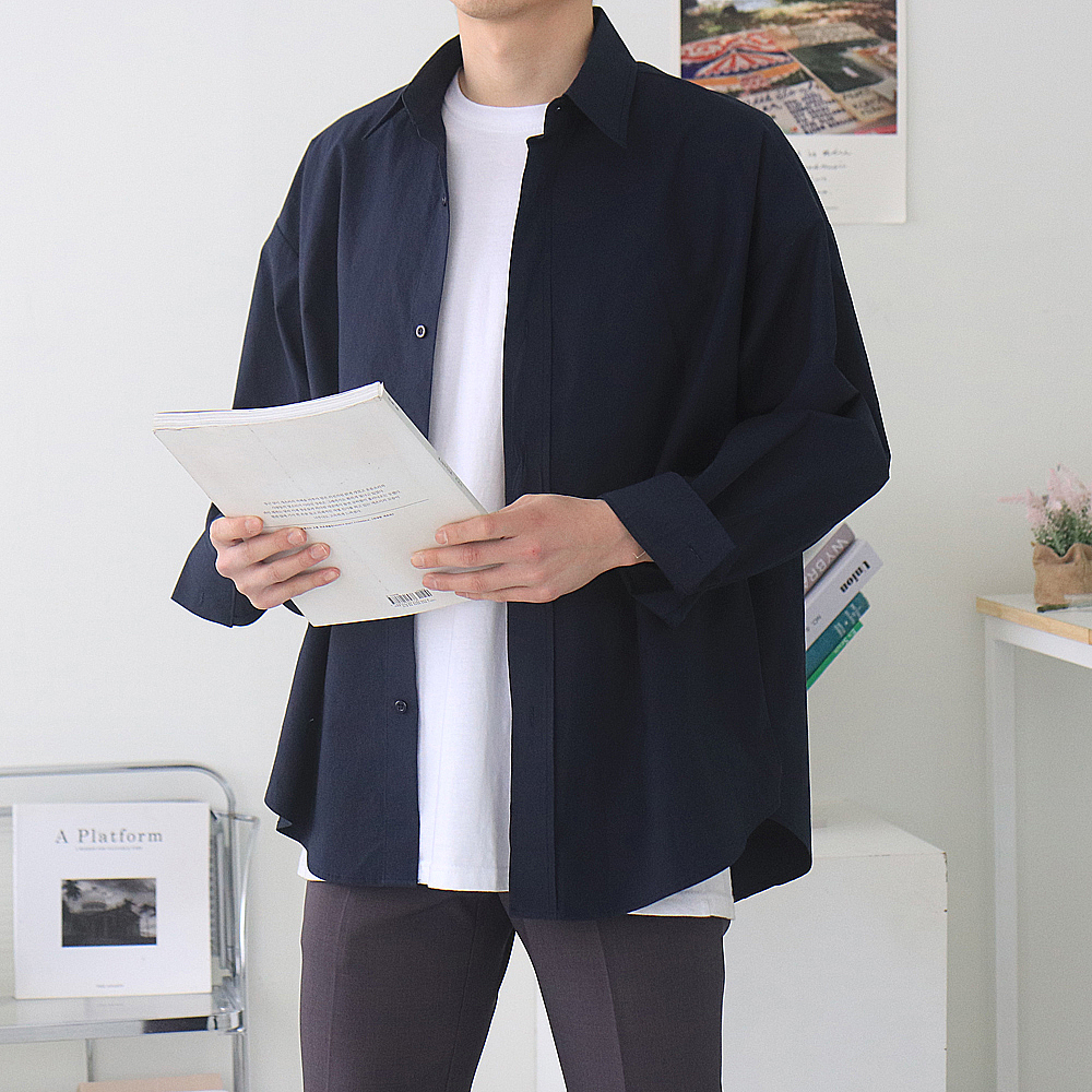 남자셔츠 벌룬핏 와이드카라 남성남방 남자오버핏셔츠 이미지 2