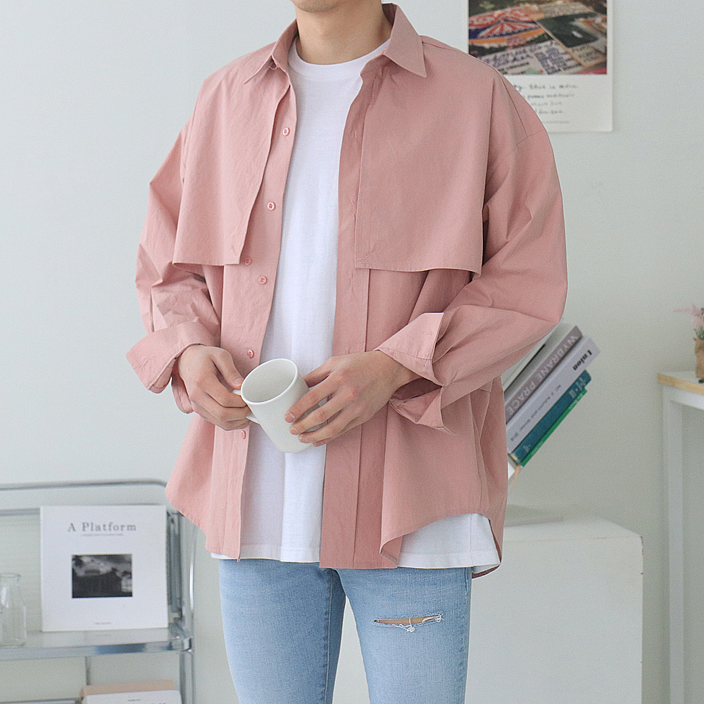남자셔츠 오버핏셔츠 트렌치 셔켓 남자남방 이미지 4