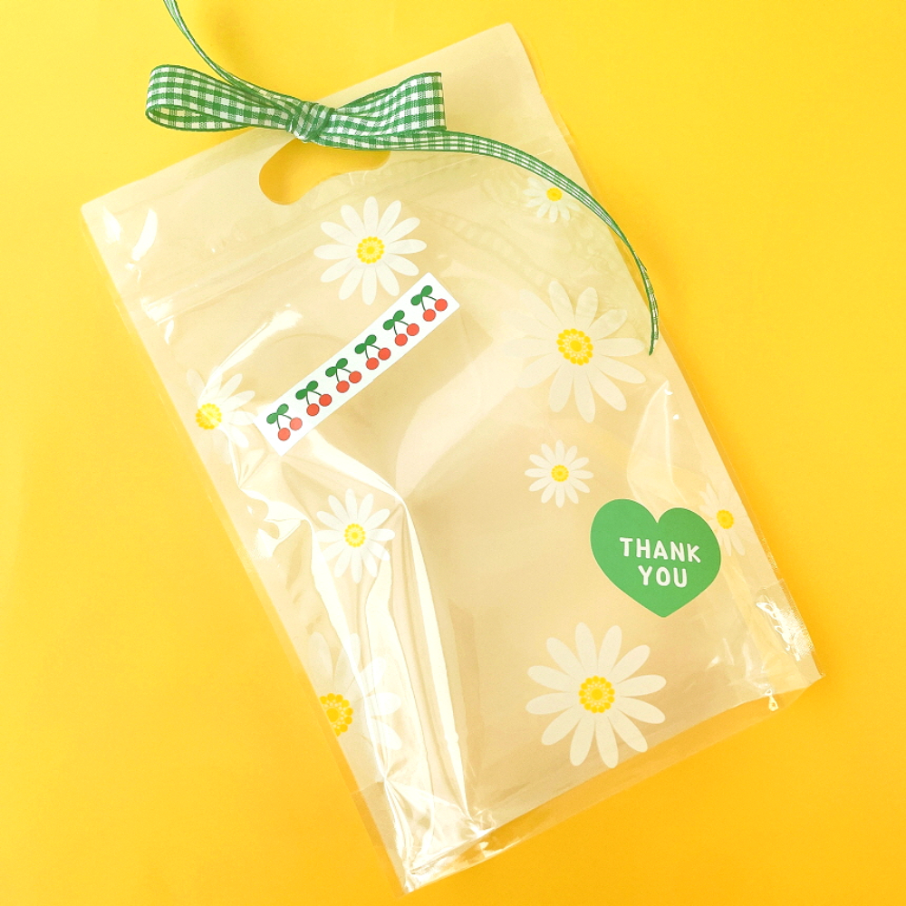 데이지 구디백 포장 지퍼백 어린이집 선물 포장 봉투 양말 간식 쿠키 이미지 4