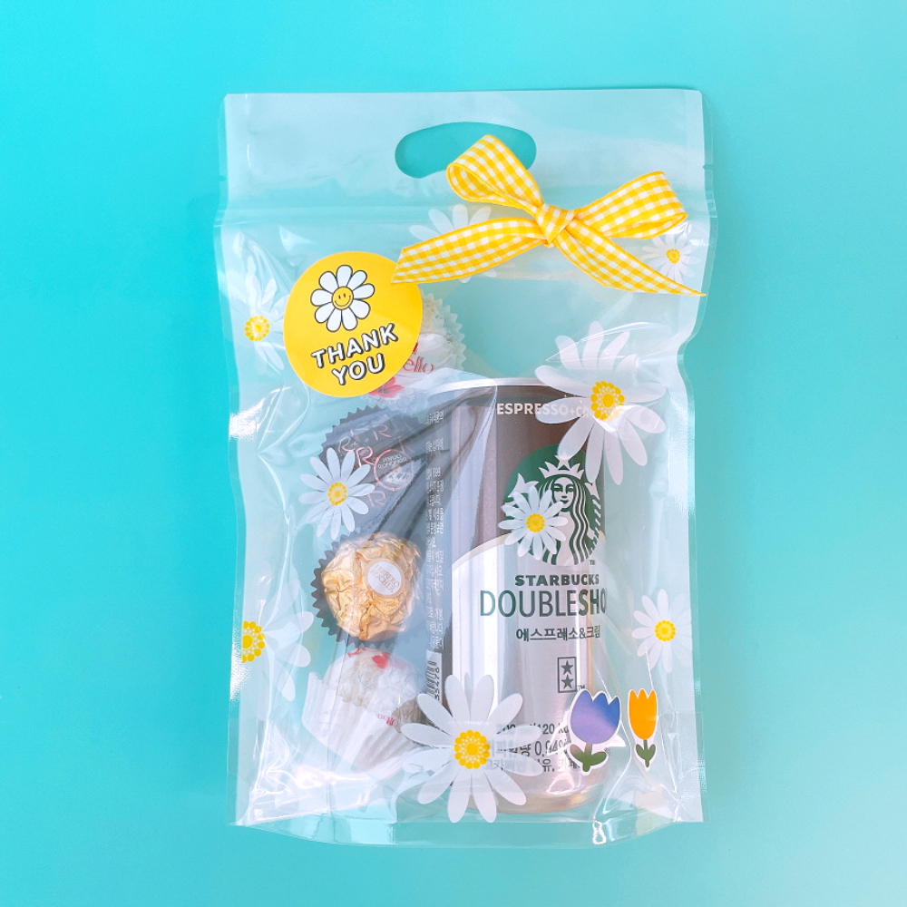 데이지 구디백 포장 지퍼백 어린이집 선물 포장 봉투 양말 간식 쿠키 이미지 2