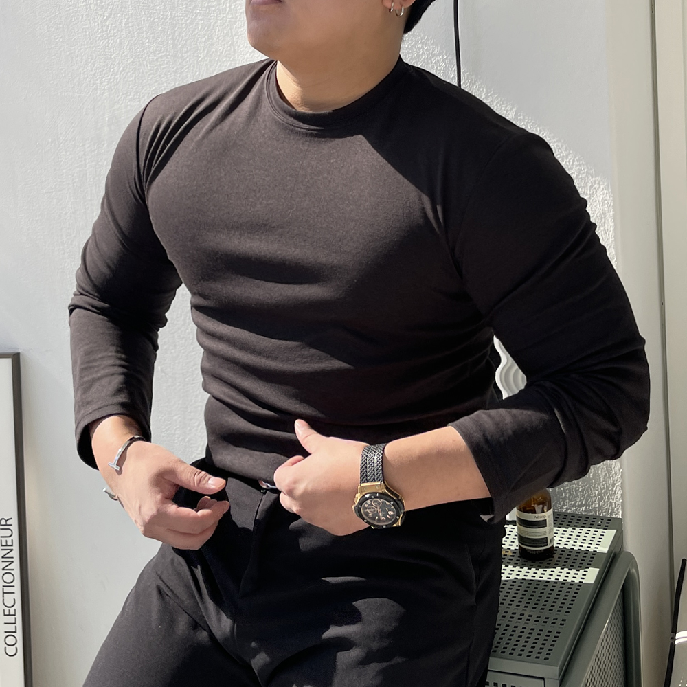 머슬핏긴팔 어깨넓어보이는옷 남자 흰티 헬창옷 이미지 3