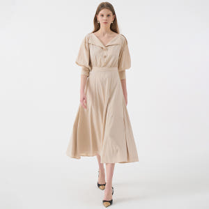 LEINA Deep Vneck Collar Flared Dress_Bei... 착용 후기 | 사이즈/핏 총정리 - 상품 이미지 3