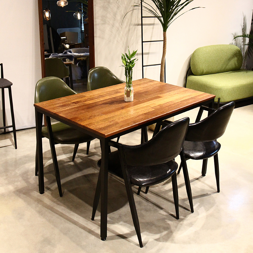 프리미엄 4인용 멀바우 원목 식탁세트 1200+카페체어4개 SL023