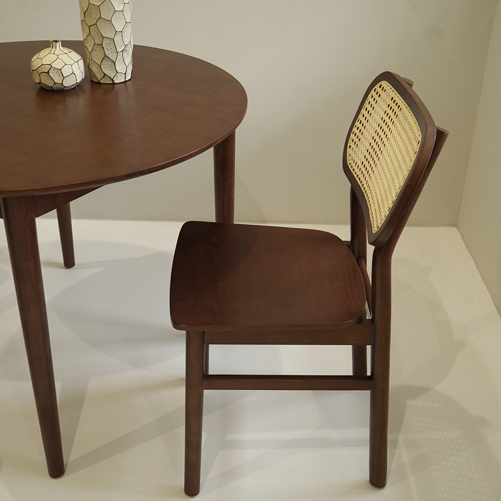 자야캠핑 카야니 천연 원목 카페 라탄 식탁 의자 월넛