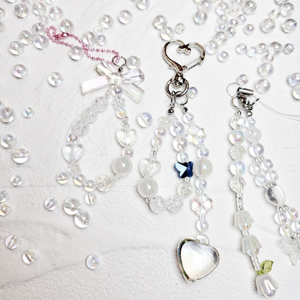 투명 오로라 구슬 비즈공예 키링 열쇠고리 팔찌 슬라임 만들기 이미지 3