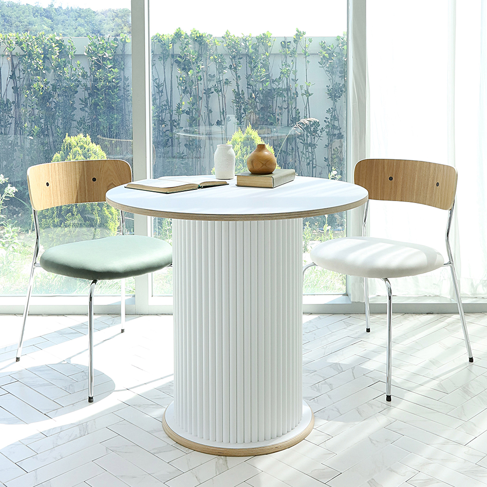 디오 4인용 HPL 라미네이트 원형 템바보드 식탁 테이블 800 SL158