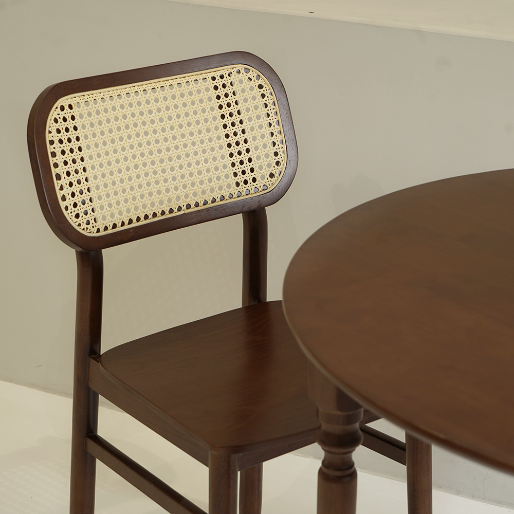 자야캠핑 카야니 천연 원목 카페 라탄 식탁 의자 월넛