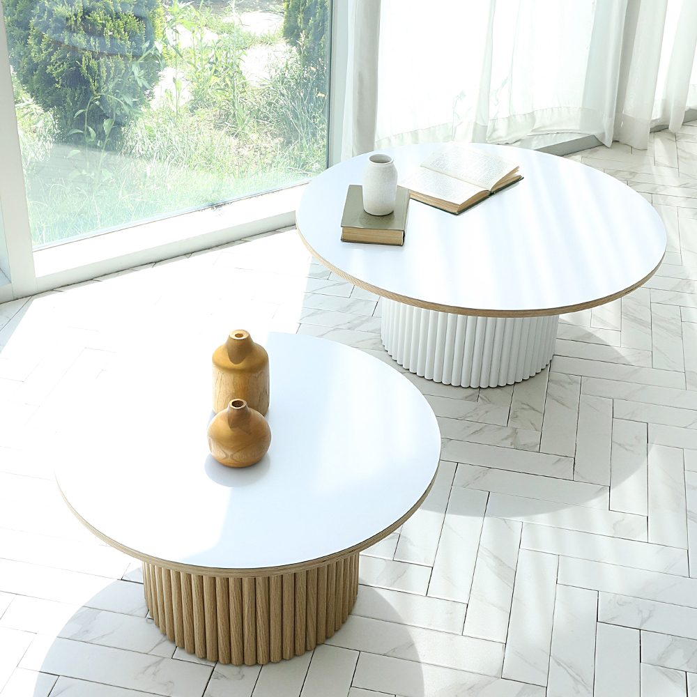 휴고 HPL 라미네이트 원형 인테리어 템바보드 거실 소파 테이블 600 SL157