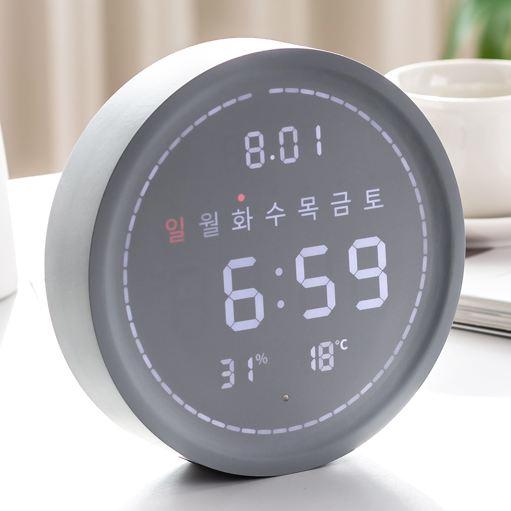 플라이토 와이파이 인테리어 LED 탁상시계 전자 디지털 무소음 테이블 시계 필링 18cm