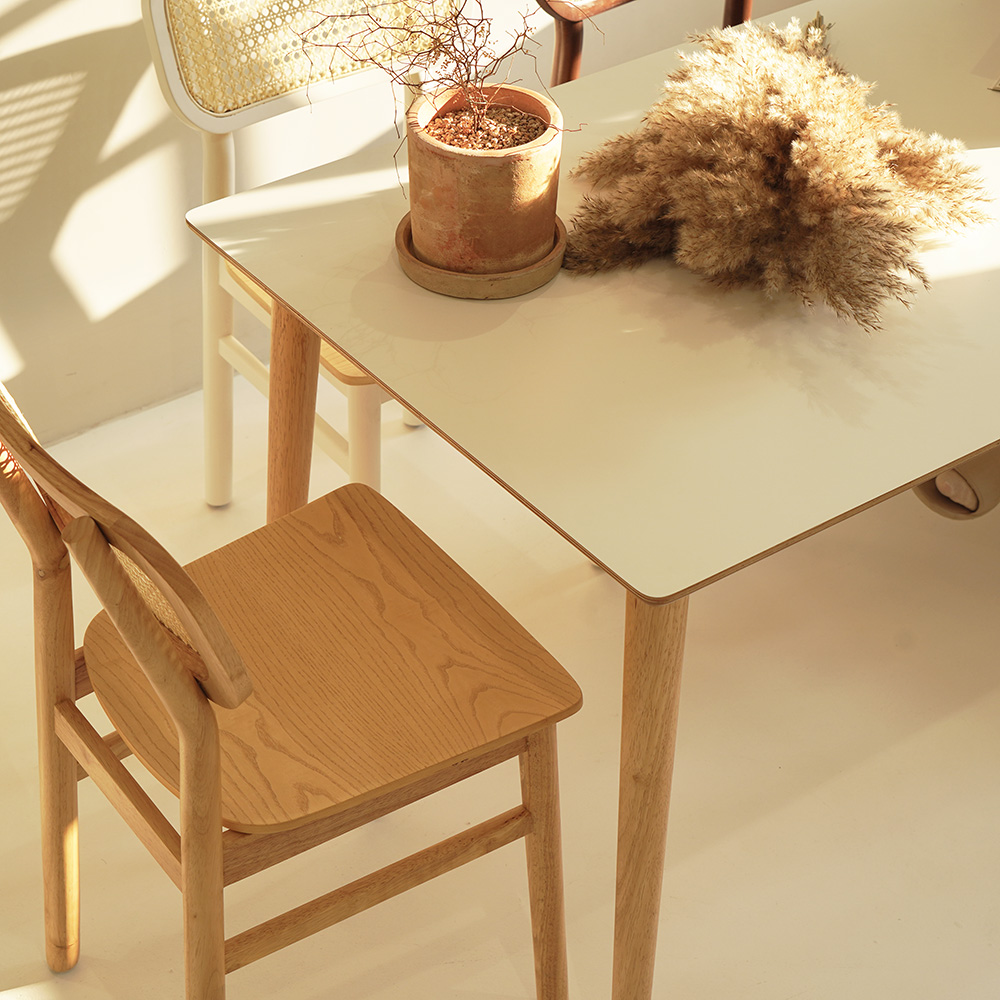 자야캠핑 카야니 천연 원목 카페 라탄 식탁 의자 내추럴